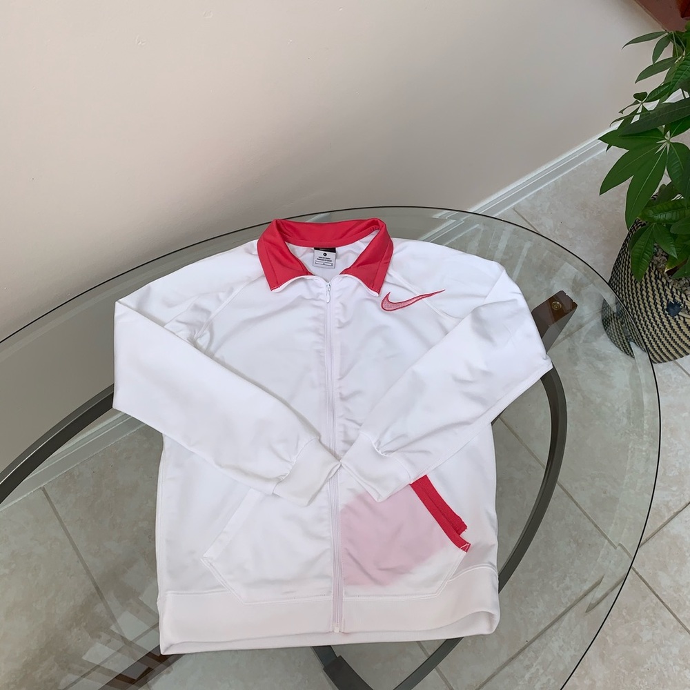 KIDS WHITE AND PINK NIKE JACKET